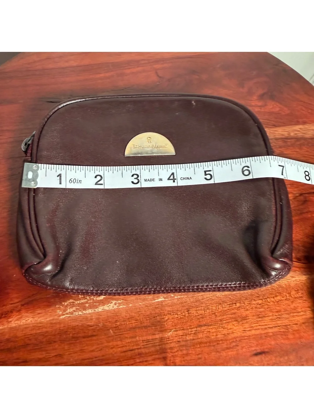 Vintage Etienne Aigner Burgundy Oxblood Leather Mini Coin Purse Wallet Zip Pouch